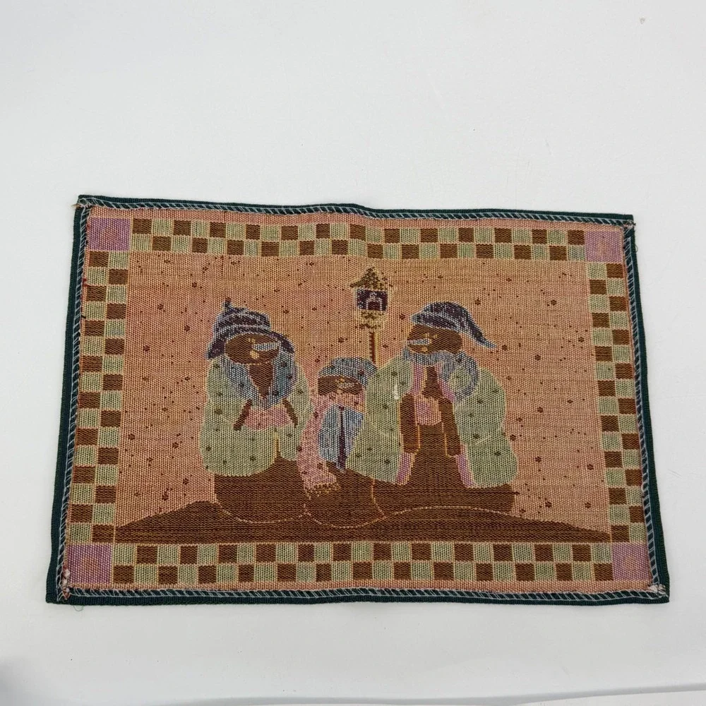 Vintage Snowman Family Tapestry Placemats Set of‎ 4 Christmas Holiday Decor